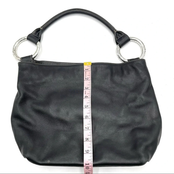 Sequoia black leather silver ring large shoulder bag - Picture 14 of 15